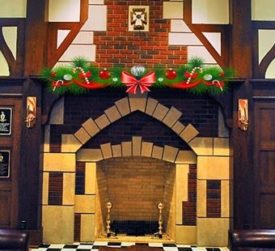 Great Hall fireplace with garland