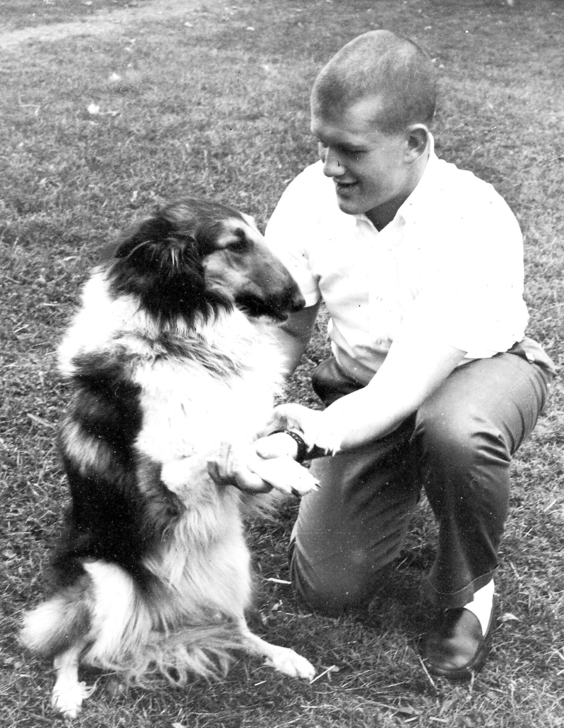Jim Lopeman with house dog, Bridgette