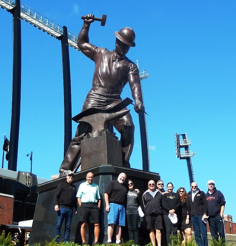 Sigs, wives at the Boilermaker statue 