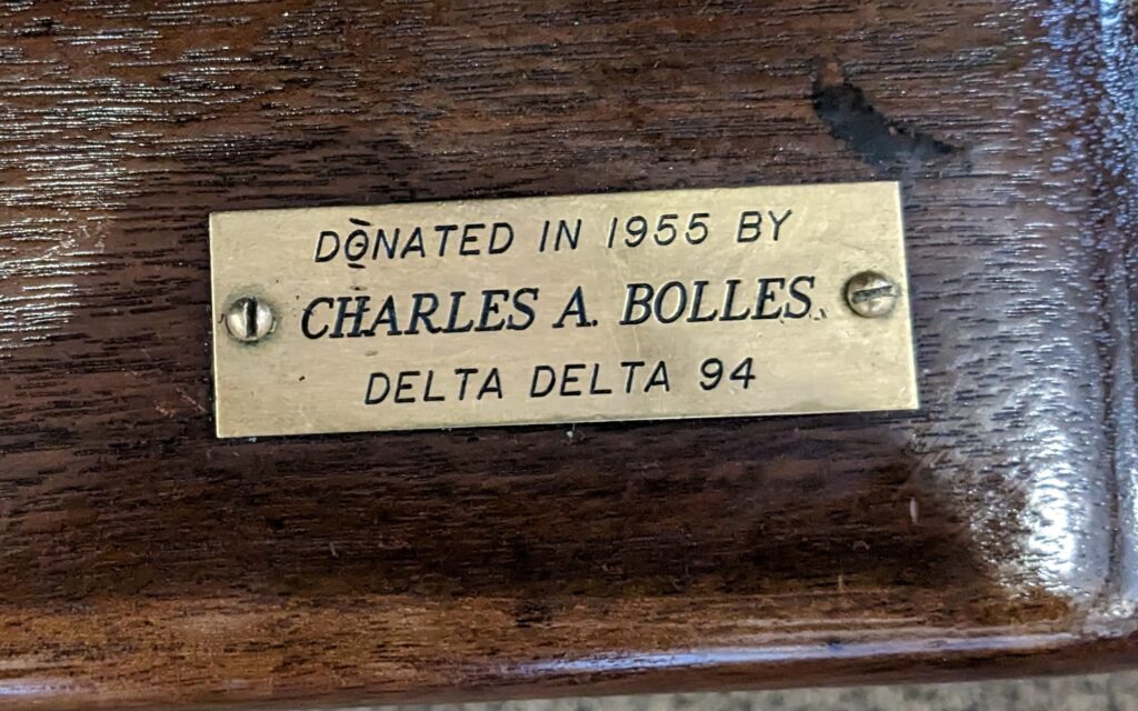 Name plate on Bolles table