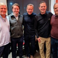 (L-R) Jeff McKean ’86, Cooper Thompson ‘18, Corby Thompson ‘81, Jim Trachtman ‘85 and Gary Thoe ’79.